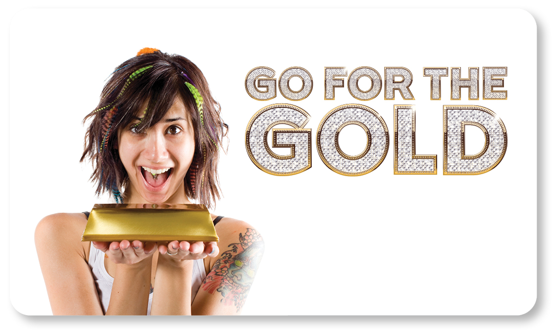 Girl Holding Gold Block
